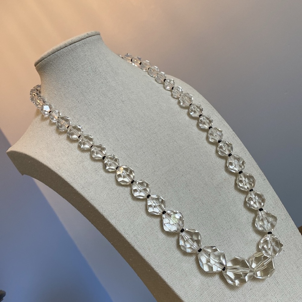 Vintage Clear Faceted Matinee Necklace